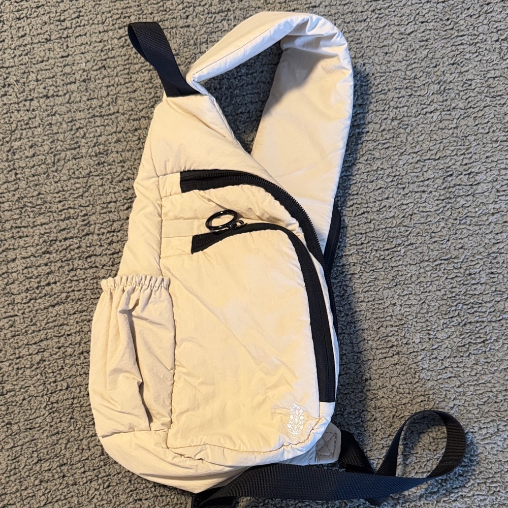 FP Movement by Free People Cream Crossbody Sling Backpack with Black Accents